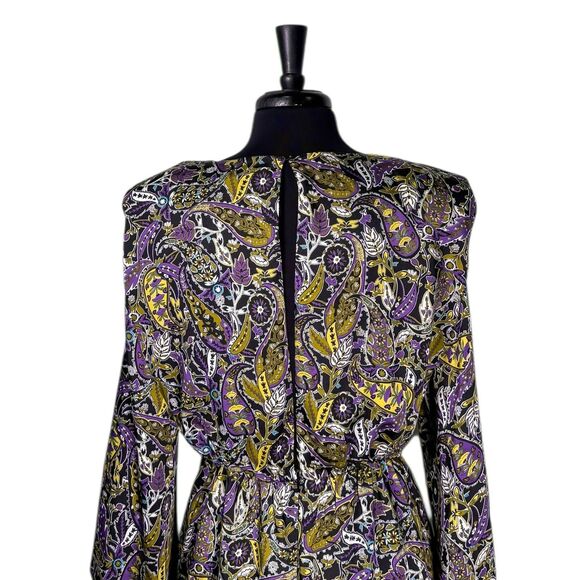ZARA Womens Dress XL Satin Paisley Print Boho Long Sleeve Mini Elastic Waist NWT - Picture 8 of 11